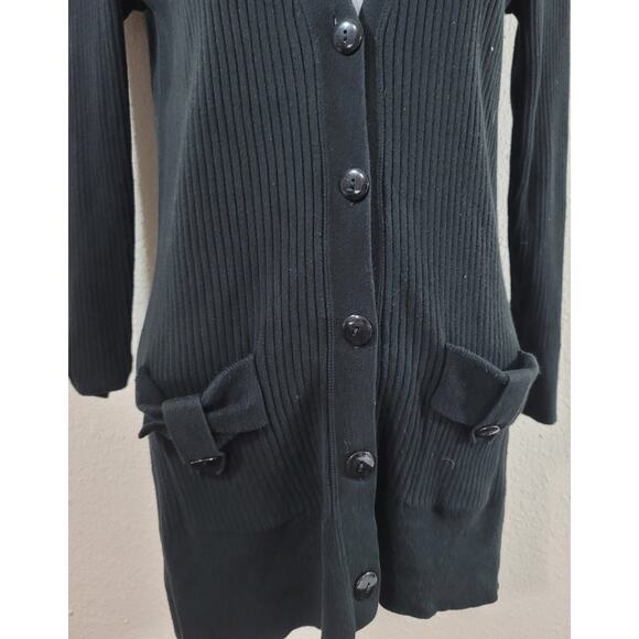 Banana Republic Black Button Up Cardigan Sweater Small Lightweight Long Sleeves - Picture 6 of 7